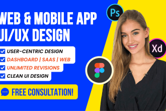 design mobile app UI UX, web UI design in figma