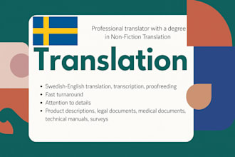 offer you a high quality swedish translation, proofreading or transcription