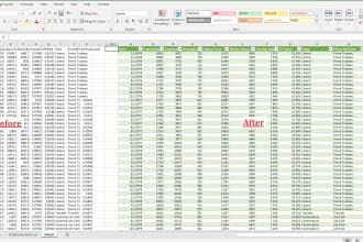do ms excel data cleaning, organizing, merging, splitting and sorting