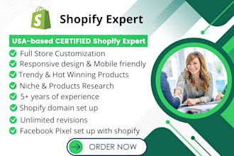 create shopify dropshipping store, shopify store setup design and redesign