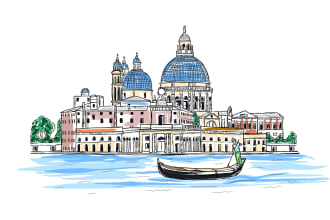 draw one line art illustration of your building, urban sketches, city and place