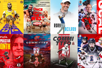 create sports poster, flyer, graphics and committed edit