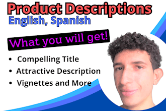 write product descriptions in english and spanish