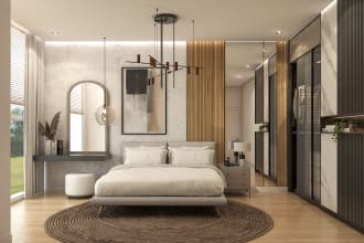do interior design and realistic 3d rendering using vray