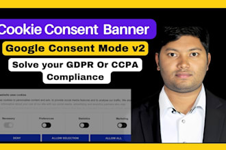 setup cookie consent banner or google cookie consent v2 for gdpr or ccpa by GTM