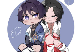 draw cute kawaii chibi illustration for you