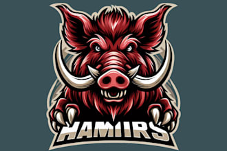 do make wild boar, tusks, animal, head, mascot logo design