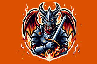 do make dragon, knight, samurai, sword, head, animal mascot logo design