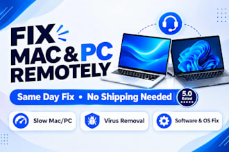 repair, fix your mac os, macbook computer, laptop, pc remotely