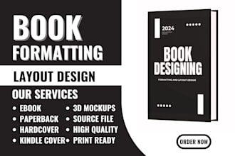 book formatting for amazon KDP , cover design print ready and e book design