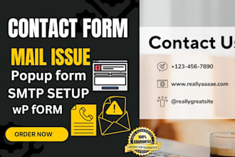 create or fix wordpress form, contact form, smtp error, popup form, email issue