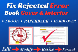fix errors, edit text , resize,format cover, interior amazon kdp manuscript