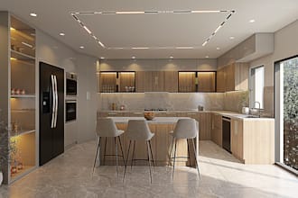design in 3d model and render you kitchen, bedroom or living room