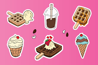 create cute doodle line art icon illustration