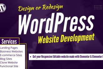 design wordpress and do website development in wordpress with elementor pro