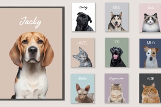 create custom pet portrait, dog portrait, cat portrait