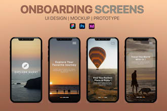 design onboarding and splash screens mockup for  mobile app