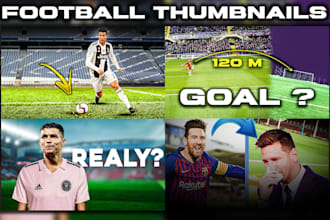 design youtube thumbnail for football, soccer channel