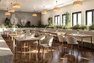 restaurant interior design,cafe shop,bakery,night club,retail store 3d rendering