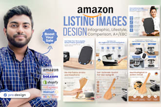 design amazon listing images or product infographic for shopify, bol listing
