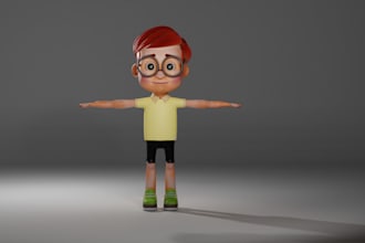 design 3d stylized cute character design, cartoon character, rigging
