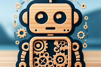 make professional wooden robot logo design