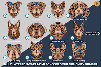 send you multilayered svg, dxf and eps designs for laser cutting