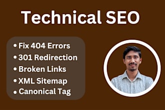 fix 404 errors, robots txt, 301 redirections, broken links for fast ranking