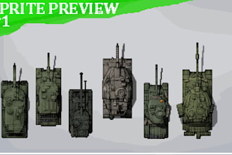 draw top, side, front, military pixel art sprite