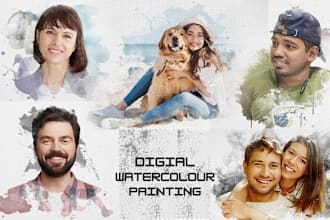 illustrate digital watercolor painting artwork in photoshop from an image
