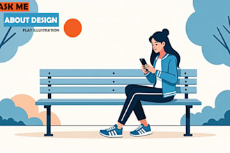 draw modern 2d vector flat illustration of your website landing page or anything