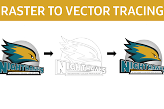 do manual vector tracing, line art, redraw logo, raster to vector
