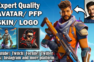 draw custom cartoon pfp avatar logo and banner for youtube twitch in 2 hours