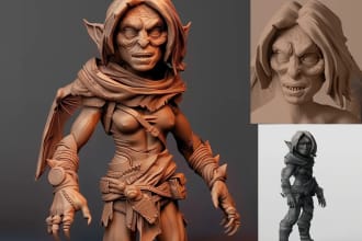 sculpt a 3d character model for stl 3d printing, dnd, nft
