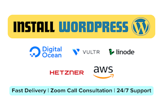 install wordpress on digitalocean, vultr, linode, aws