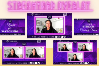 design streamyard overlay, podcast overlay and youtube overlay for streaming