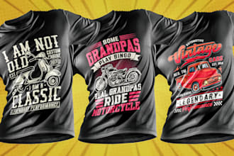 craft elegant vintage car and bike graphics to make your t shirts stand out