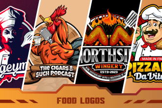 design restaurant, pizza, bbq, burger, bakery, catering, food logo