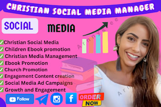 be your christian social media manager, ebook, church and instagram promotion