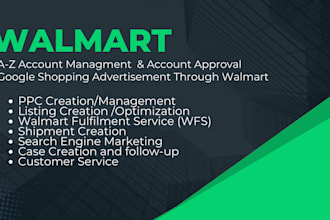 list products on walmart, wfs, az account managment