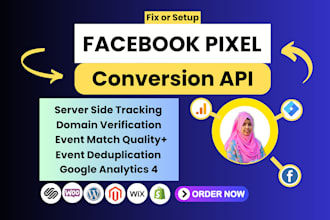 setup meta facebook pixel conversion API server side tracking google analytics 4