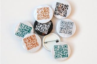 generate a QR code to make six 38mm buttons to promote your business or company