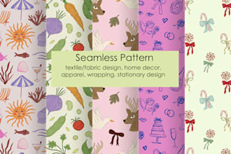 design unique seamless pattern, textile and fabric design, stationery, home deco