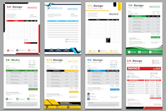 design business card, letterhead, invoice, and branding item