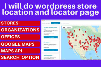 build wordpress store locator and location page for website with google map API