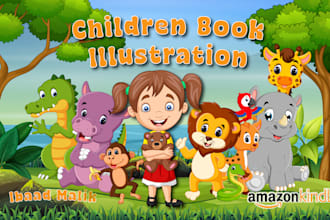 do children story book illustration, book illustration and children illustration