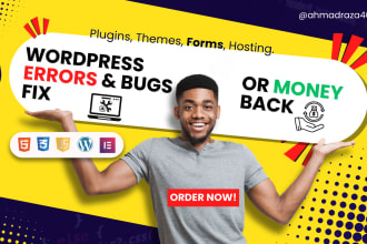 wordpress issues, fix wordpress code errors, and fix wordpress bugs in 24 hours