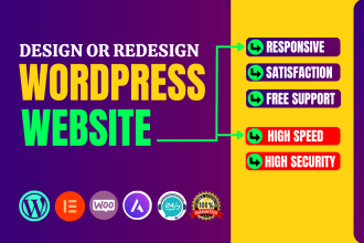 build responsive wordpress website design, redesign,develop by elementor pro