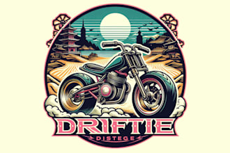 make drift trike bike, car, racing, car service, rider club vintage logo design