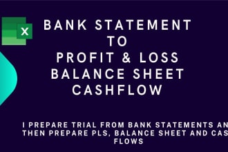 prepare profit and loss, pls from bank statement